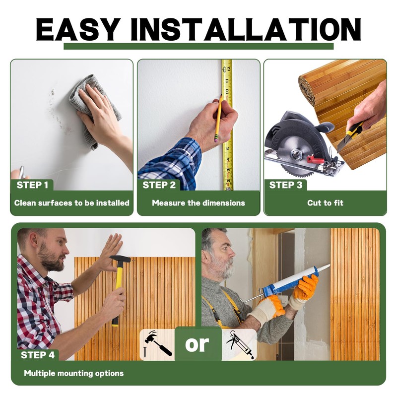 Wibeelee Natural Bamboo Wall Panel for Interior Wall Decor 46