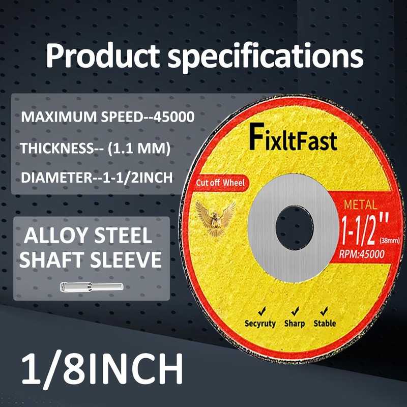 FIXLTFAST 1-1/2 Cut Off Wheels,1.5" x 1/8" Fiberglass Reinforced Metal
