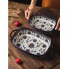 Bicuzat Vintage Style Pottery Bakeware Ceramic Casserole Dish Baking Pan