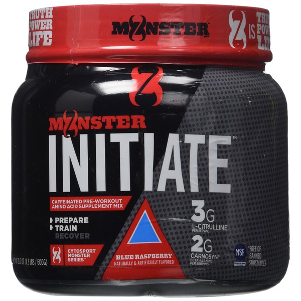 Cytosport Monster Initiate Nutritional Drink, Pre Workout Powder, Blue Raspberry Flavored, 600 Gram (30 Servings)
