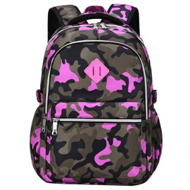 Yvechus School Backpack Casual Daypack Travel Outdoor Camouflage Backpack Christmas Presents for Boys and Girls (Camo Purple)