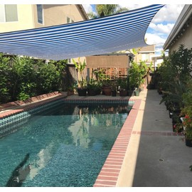 Quictent 20X20FT 185G HDPE Square Sun Shade Sail Canopy 98% UV Block Outdoor Patio Garden with Hardware Kit (20 x 20 ft, White and Blue Multi)