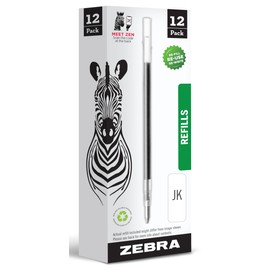 Zebra Gel Pen Refills - G-Series Stainless Steel Gel Ink Pen JK-Refill - Medium Point - 0.7mm - Black Ink - 12 Count
