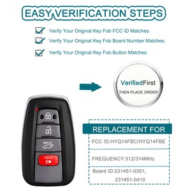 Smart Key Fob for Toyota RAV4 2019-2023, FengRKey Remote Control Key Fob Compatible for Toyota RAV4 Highlander 2019-2023 HYQ14FBC 8990H-0R030 8990H-0R040 281451-0351