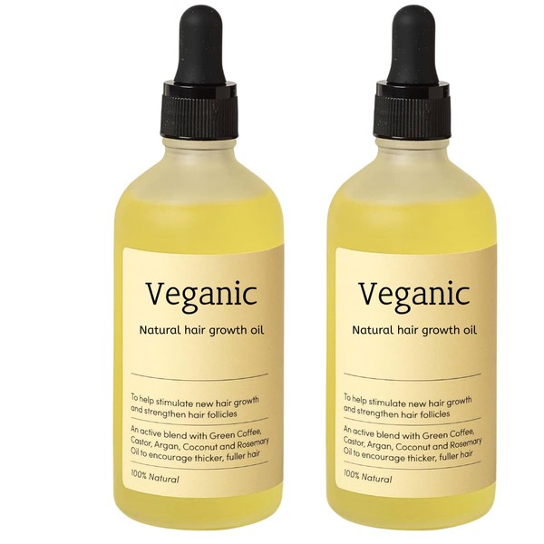 2PC Veganic Hair Growth Oil, 100% Natural Hair Growth Serum