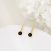Black Onyx Drop Earrings Pull Through Earrings Sterling Silver Black