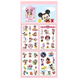 Fashion Yo 4 Sheets Kids Girls Princess Mermaid Temporary Tattoos Sticker Birthday Party Bag Fillers Favors Supplies Gifts Goodies,Fake Waterproof Temporary Tattoo Set (Mickey)