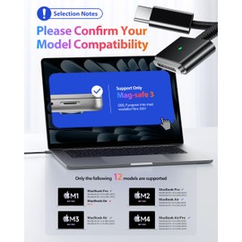 Stouchi USB-C to Magnetic 3 Cable 6.6ft, 140W Fast Charging for MacBook Air (15''/13'' M4 2025, M3 2024, M2 2023, M2 2022), Pro (16"/14" 2024/2023/2021)–Black