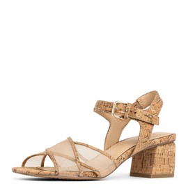 Donald Pliner Women's Joel Nylon Mesh Heeled Sandal, Natural/Platino, 7