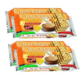 Sophia Cracker Italian Sesame 8.8oz (4-pack) | Rustic Sesame Crackers for Charcuterie & Cheese Boards | Artisan Italian Seed Crackers | Gourmet Savory Snacks | Saltine-Style Toasted Crostini