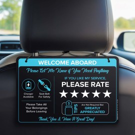 Essentials Signs for Driver Ratings, Tips, and Appreciation Service Sign, 9x6 Inches, (2 Pack) 55 mil thick HDPS (polystyrene), Made in USA by My Sign Center