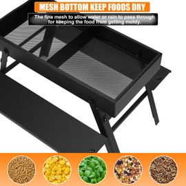 Lalafancy Chicken Picnic Table, Large DIY Chicken Feeder Stainless Steel, Wild Bird, Duck & Squirrel Feeders No Waste No Mess, Mesh Bottom Keep Food Fresh and Dry Easy to Clean Fill