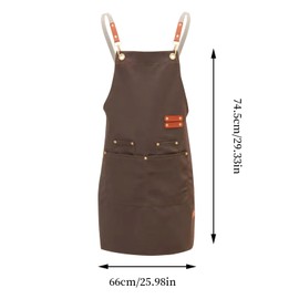 PTJJXA Barbecue Apron for Men Women Waterproof Apron with 4 Pockets and Cross Back Cooking Apron Men Women Adjustable Work Apron Restaurant Cafe Kitchen Apron for Gardening Painting, brown