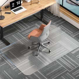 MESHDO Office Chair Mat for Carpet, 55" X 36" X 0.09" Carpet Chair Mats, Clear and Thick Rolling Computer Chair Mat with Non-Slip Studded for Home and Office Low Pile Carpets