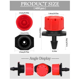 Pack of 400 Irrigation Droppers, EBANKU 1/4 Inch Irrigation Sprinkler Adjustable, Micro Flow Drip Irrigation Dripper Head, Garden Irrigation Micro Drip Irrigation System (Red)