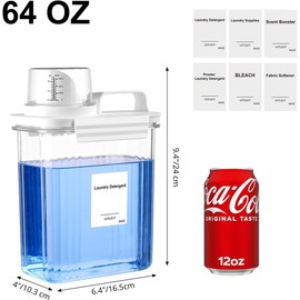 VOTLEVT 64 OZ Laundry Detergent Dispenser, Liquid Laundry Soap Dispenser, Fabric Softener Dispenser, Scent Booster/Laundry Powder Holder & Container, Laundry Room Organization and Storage, 2PACK