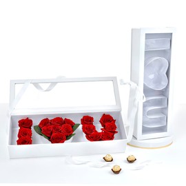 UNIKPACKAGING “I Love You” Flower Gift Letter Shaped Fillable Box, with Plastic Liner, Size 22″ x 8″ x 4″ inch, for Luxury Style Flower and Gift Arrangements (White)