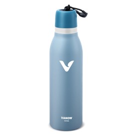 E T EASYTAO Botella de Agua con Doble Pico, 17oz Termo Para Cafe Azul                                                                                 