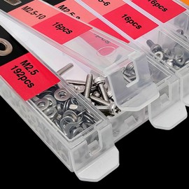 EEEEE 982pcs M2 M2.5 M3 M4 M5 M6 Hex Socket Cap Screws Head Cap Screws 304 Stainless Steel Nut Bolt Kit Screw Assortment Set with Machine Assorted Washer Small Spring Washer and Nut Set