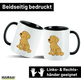 Huuraa Kaffeetasse Golden Retriever Goldie Comic Geschenk 330ml Schwarz Golden Retriever Präsent