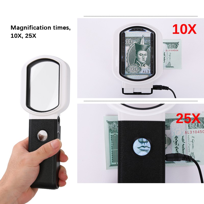 Handheld Magnifying 10X 25X Dual Glass Folding Magnifier Square W/