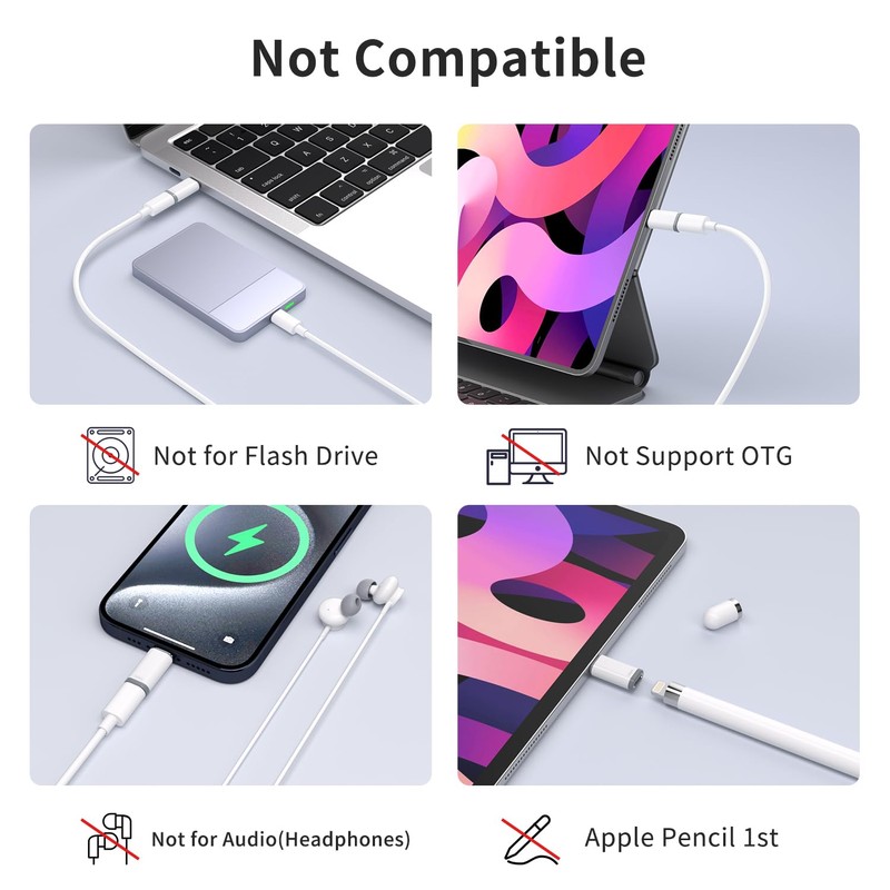 INF Lightning Adapter (Female) to USB-C (Male), Compatible with USB-A