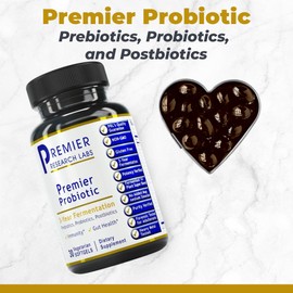 Premier Research Labs Premier Probiotic - Pre Pro Post Biotics for Women & Men, Quad Biotic, Quadbiotic, Prebiotics, Probiotics, Postbiotics & Phytobiotics - 60 Vegetarian Softgel Capsules