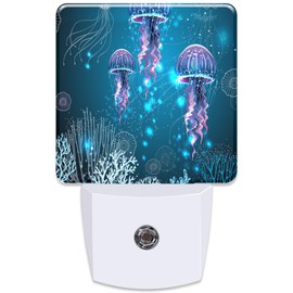 KXWQTRDD Glowing Jellyfish Ocean Night Light Plug into Wall,Nightlights with Light Sensor Dusk to Dawn,Plug in Night Lights for Kids,Warm Lamps for Bathroom Bedroom Kitchen