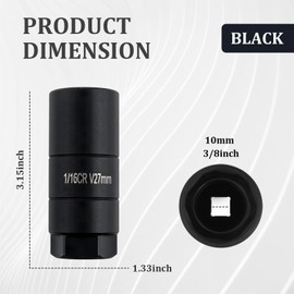 Figpade Oil Pressure Sensor Socket,Hexagonal Drive-27mm Socket Socket for Removing Oil Sending Unit,Heavy Duty Chrome Molybdenum Steel 1 1/16 Socket Fits 3/8" Drive,1 1/8" Hex Wrench (Black)