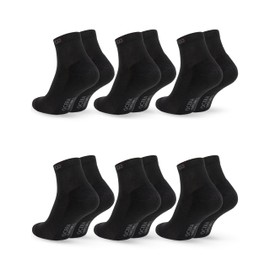 OCERA 6 Pairs of Wellness Short Shaft Socks with Terry Cloth Sole for Men and Women, Oeko-Tex Standard 100 Certified Cotton, 6 pairs of black (short shaft socks)