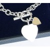 Sterling Silver Bracelet with Double Heart Tag with Bars and