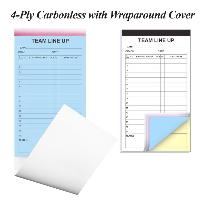 Baseball/Softball Lineup Cards, 4 Part Carbonless, 16 Player Roster Line