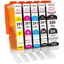 HEROMA PGI-280XXL CLI-281XXL 280XL 281XL Ink Cartridges Replacement for Canon PIXMA TS702 TS702a TR8620 TR8620a TR7520 TS6320 TS9520a Printers