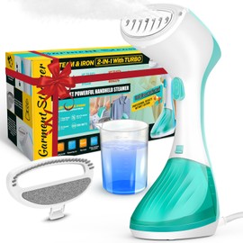 Steamer for Clothes, 2-in-1 Handheld Clothes Steamer and Steamer Iron for Clothes, 15s Fast Heat-up, Garment Steamer Fabric Wrinkles Remover, Portable Travel Steamer with Large Detachable Water Tank