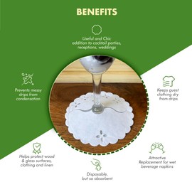 Regency Wraps Stem Wraps for The Bases of Stemmed Glasses, 12 White Disposable Fabric Covers