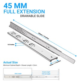 HOMANDS 14 Inch Soft Close Drawer Slides 6 Pairs (12pcs) Side Mount Rails- Heavy Duty Full Extension Ball Bearing – Drawer Slide Glides For Cabinet Kitchen, Dresser Runners - Draw slides Sliders 100LB
