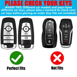 Key Fob Cover with Crystal Bracelets Compatible with Ford 5 Buttons, Car Key Shell for Ford Explorer Fusion Escape Edge Expedition F150 F250 F350 F450 F550 Maverick Mustang Smart Key, Silver