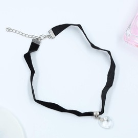 Yienate Fashion Velvet Choker Crystal Necklace Vintage Love Heart Rhinestone Pendant Necklace Jewellery Accessories for Women and Girls (White)