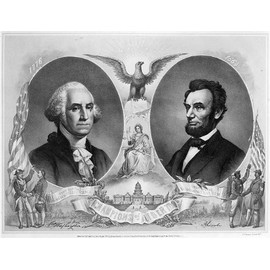 HistoricalFindings Photo: The Champions of Liberty,George Washington,Abraham Lincoln,c1865,Soldiers