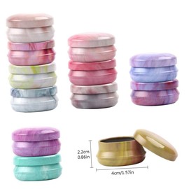 IWOWHERO 12pcs Empty Round Powder Case Lotion Container Tinplate Case Travel Storage Bottle Box Watercolor Style Peppermint Ointment Packaging Box Random Style