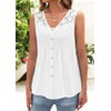 Womens Summer Lace Tank Tops Casual Ladies Button V Neck