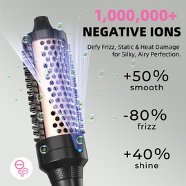 K&K Heated Curling Brush - 1.5 Inch Ceramic Tourmaline Ionic Volumizing Hot Brush for Root Volume & Loose Curls (Black)