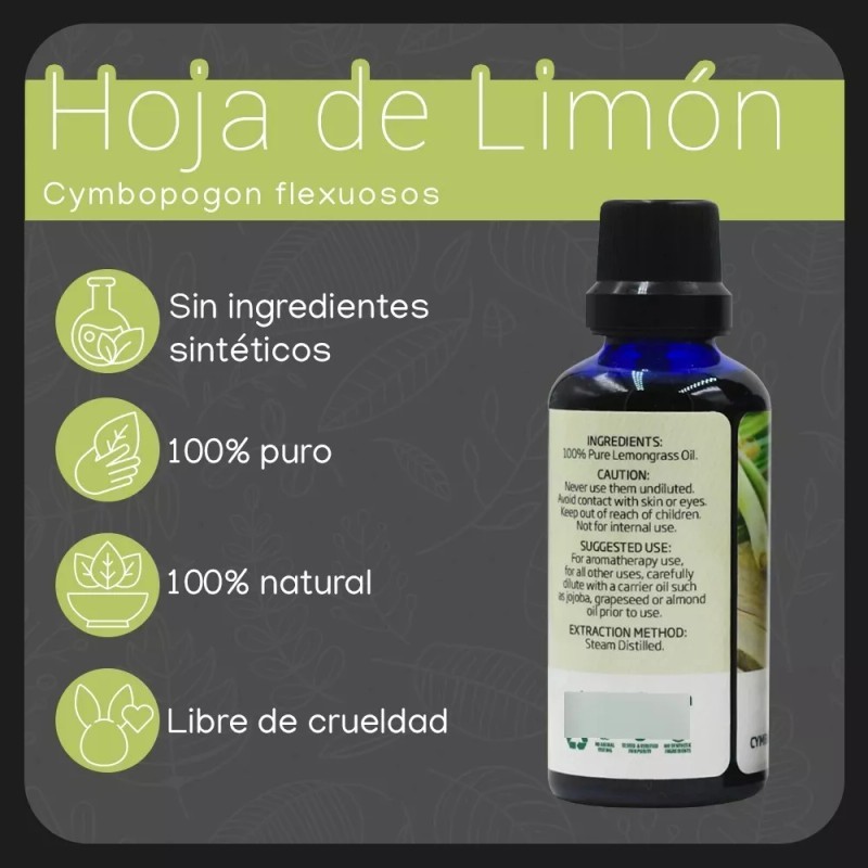 Nate Organic 2x1 Aceite Esencial Hoja Limon 100% Puro 50ml