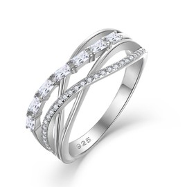 starchenie Women's Rings 925 Sterling Silver 5A Cubic Zirconia Infinity Promise Crossed Anniversary Love Knot Ring