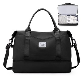 Travel Bag Women's Hand Luggage Bag Sports Bag Weekender Bag Swimming Bag Waterproof Travel Bag Duffle Bag Fitness Bag Training Bag Hospital Bag with Shoe Compartment, N1 black