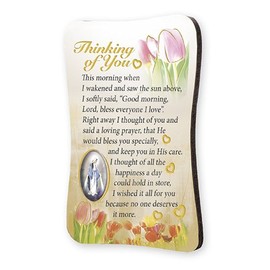 Loving Jesus FRIDGE MAGNET- THINKING OF YOU - Wood Plaque/Fridge Magnet/THINKING OF YOU - Wood Plaque - 2 1/8" x 3 1/8"