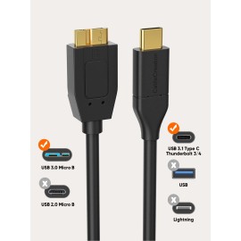 Cablecreation 1Ft Usb C To Micro B Cable,10gbps Speed External Hard Dr