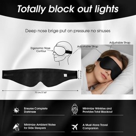 Eye Mask for Sleeping - Sleep Mask with Warm and Cool Dual Sensing - Ultra Soft Sleep Masks - Gifts for Women and Menstorage Bag (Black)