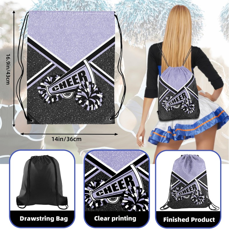 6 Pcs Cheer Drawstring Backpack Cheerleading Drawstring Bag Cheer Accessories