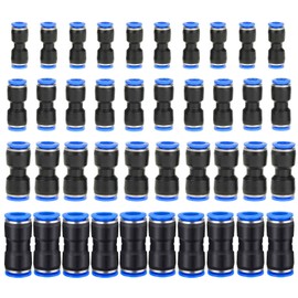 HUAZIZ Pack of 40 Straight Pneumatic Connectors, Air Push Quick Attachments, Pneumatic Fittings Push in Quick Coupling Connector for Air Water Hose Connection 6 mm/8 mm/10 mm/12 mm